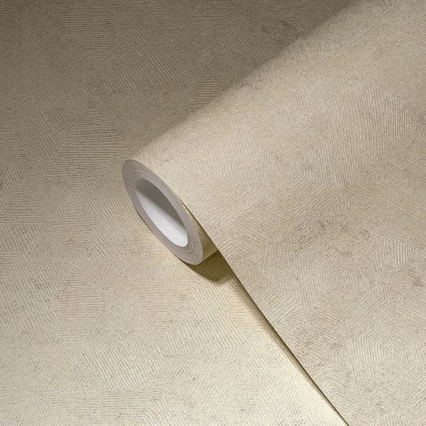 Non woven-tapet metalliska höjdpunkter Profhome 386982-GU lätt texturerad skimrande färg beige platina elfenben 5,33 m2