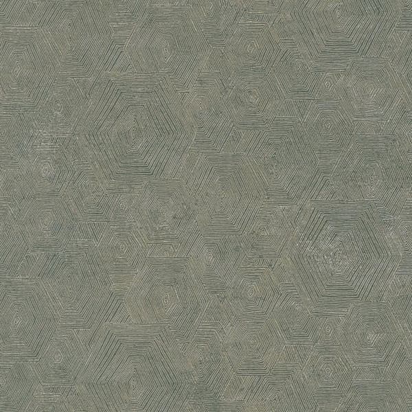 Non woven-tapet metalliska höjdpunkter Profhome 386984-GU lätt texturerad glansigt färg grön guld platina 5,33 m2