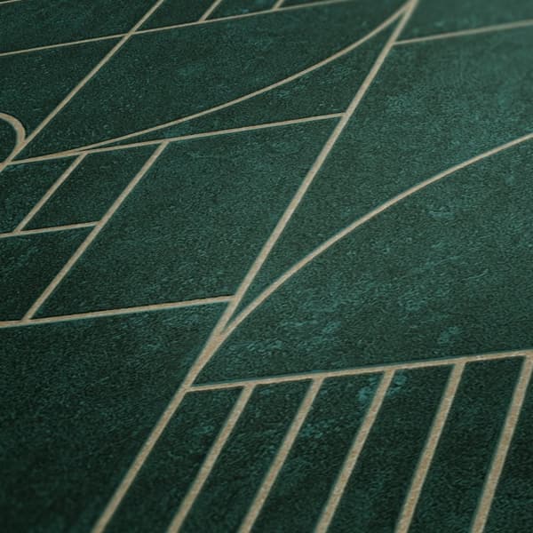 Ikke-vævet tapet metalliske højdepunkter Profhome 386993-GU lidt tekstureret blank mønster mat baggrund farve grøn guld opal grøn 5,33 m2