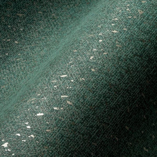 Non woven-tapet tyg utseende Profhome 387021-GU lätt texturerad skimrande färg grön guld 5,33 m2