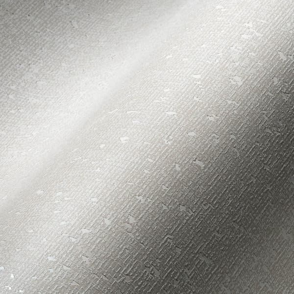 Non woven-tapet tyg utseende Profhome 387023-GU lätt texturerad skimrande färg grädde ostron vit silver 5,33 m2