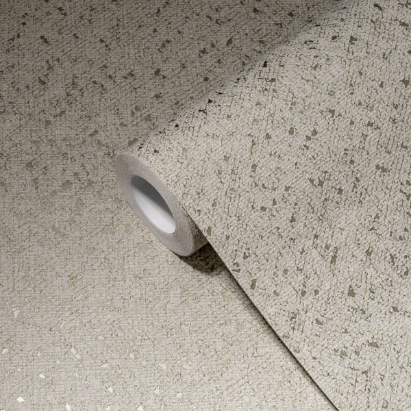 Non woven-tapet tyg utseende Profhome 387024-GU lätt texturerad skimrande färg beige beige grå guld 5,33 m2