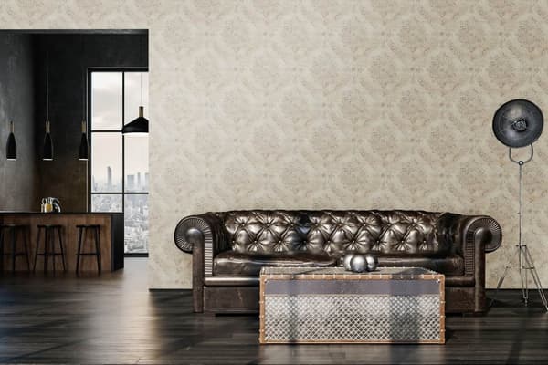 Non woven-tapet shabby chic Profhome 387071-GU lätt texturerad glansigt mönster matt bakgrund färg beige guld grädde 5,33 m2