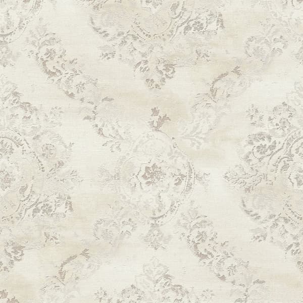 Non woven-tapet shabby chic Profhome 387071-GU lätt texturerad glansigt mönster matt bakgrund färg beige guld grädde 5,33 m2