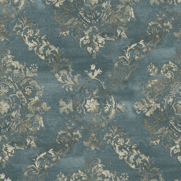 Non woven-tapet metalliska höjdpunkter Profhome 387073-GU lätt texturerad glansigt mönster matt bakgrund färg turkos guld teal 5,33 m2