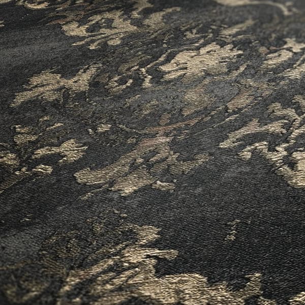 Non woven-tapet romantisk Profhome 387074-GU lätt texturerad glansigt mönster matt bakgrund färg antracit guld svart grå 5,33 m2