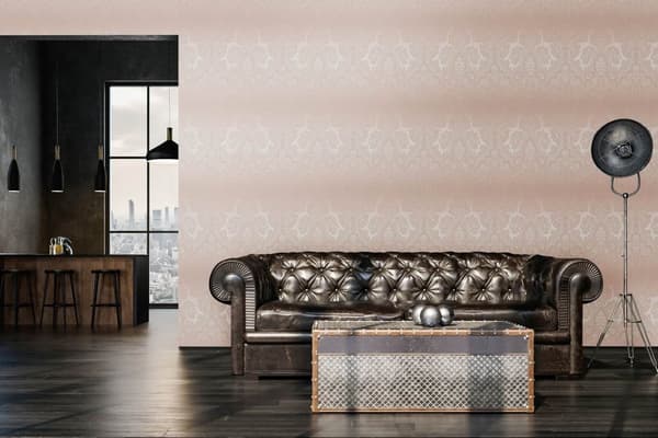 Non woven-tapet paisley Profhome 387083-GU slät glittrande mönster matt bakgrund färg rosa pärla rosa 5,33 m2