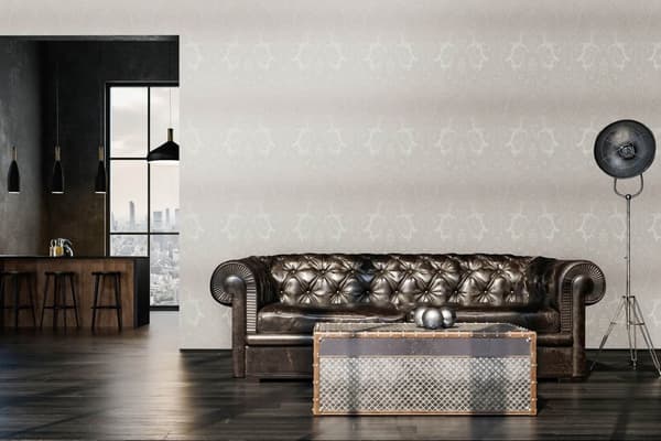 Non woven-tapet paisley Profhome 387084-GU slät glittrande mönster matt bakgrund färg grå pärla ljus grå 5,33 m2