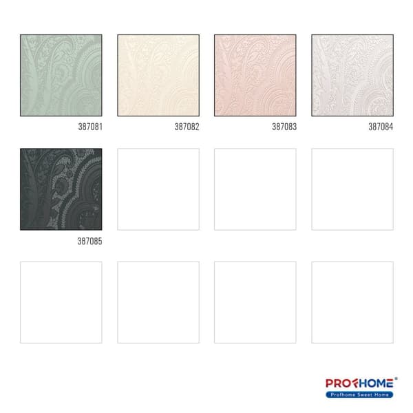 Non woven-tapet paisley Profhome 387084-GU slät glittrande mönster matt bakgrund färg grå pärla ljus grå 5,33 m2