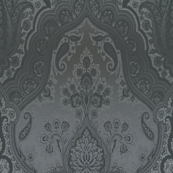 Non woven-tapet paisley Profhome 387085-GU slät glittrande mönster matt bakgrund färg svart mörkgrå guld 5,33 m2