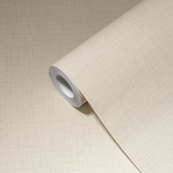 Non woven-tapet tyg utseende Profhome 387126-GU lätt texturerad matt färg beige silk grå 5,33 m2
