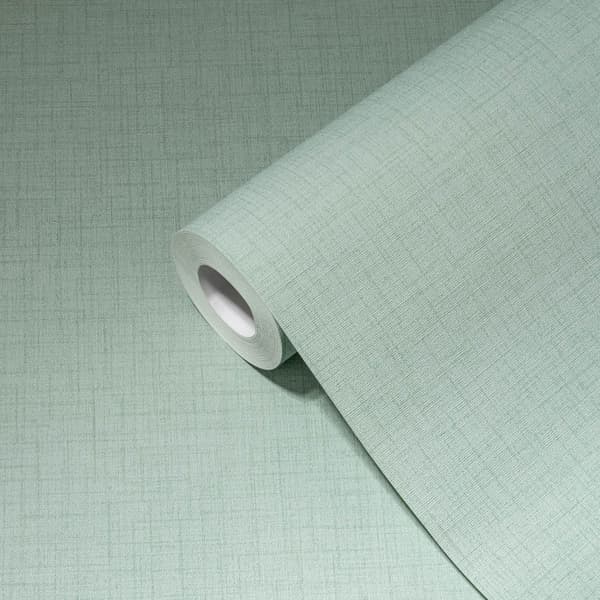 Non woven-tapet tyg utseende Profhome 387129-GU lätt texturerad matt färg turkos mint grön 5,33 m2