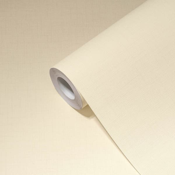 Non woven-tapet tyg utseende Profhome 387131-GU lätt texturerad matt färg grädde ostron vit 5,33 m2