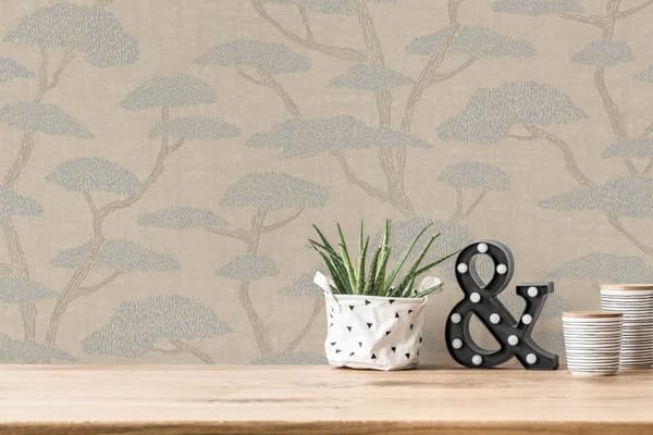 Kuitutapetti metsä Profhome 387411-GU hieman rakenteellinen matta väri beige sininen ruskea harmaa 5,33 m2