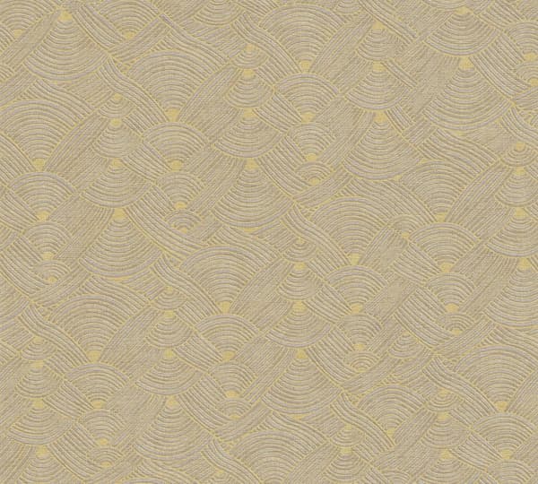 Non woven-tapet grafisk Profhome 387422-GU lätt texturerad matt färg brun guld gul beige 5,33 m2