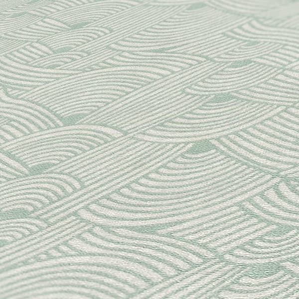 Non woven-tapet grafisk Profhome 387423-GU lätt texturerad matt färg grön vit mint grön 5,33 m2