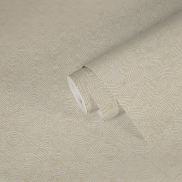 Non woven-tapet grafisk Profhome 387424-GU lätt texturerad matt färg grädde vit elfenben 5,33 m2