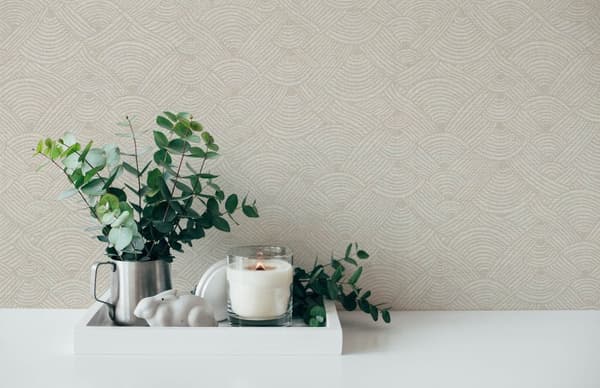Non woven-tapet grafisk Profhome 387425-GU lätt texturerad matt färg beige vit taupe 5,33 m2