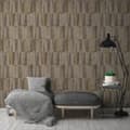 Miniatyrbild 5 av 8: Non woven-tapet geometrisk Profhome 387433-GU lätt texturerad skimrande färg brun guld grå 5,33 m2