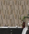 Miniatyrbild 6 av 8: Non woven-tapet geometrisk Profhome 387433-GU lätt texturerad skimrande färg brun guld grå 5,33 m2