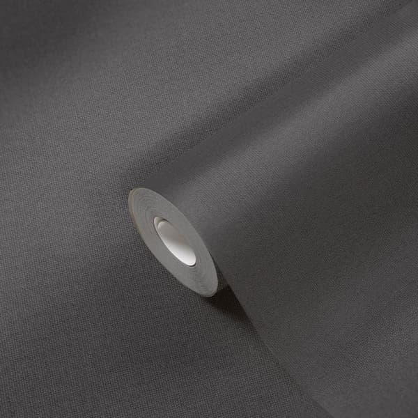 Non woven-tapet tyg utseende Profhome 387441-GU lätt texturerad matt färg antracit grå svart 5,33 m2