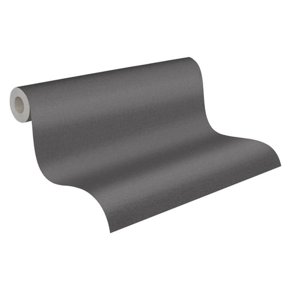 Non woven-tapet tyg utseende Profhome 387441-GU lätt texturerad matt färg antracit grå svart 5,33 m2