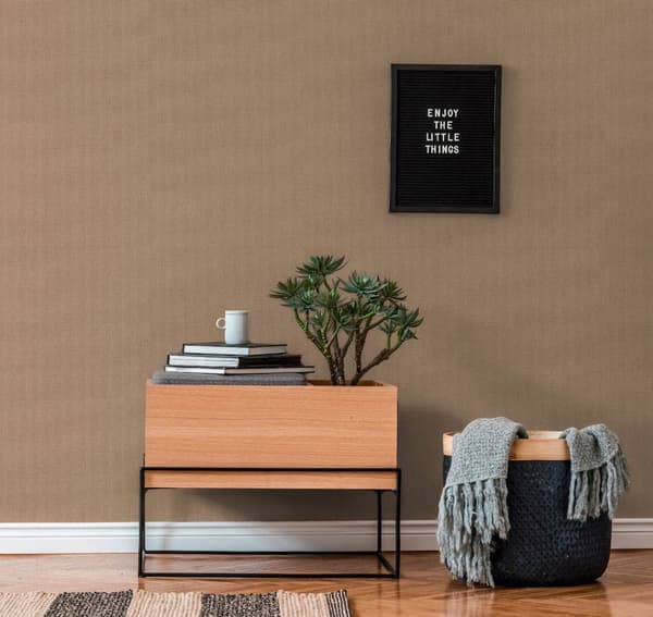 Non woven-tapet tyg utseende Profhome 387443-GU lätt texturerad matt färg beige beige brun 5,33 m2