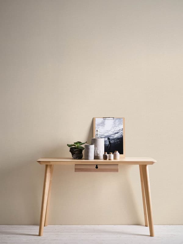 Non woven-tapet tyg utseende Profhome 387445-GU lätt texturerad matt färg grädde beige 5,33 m2