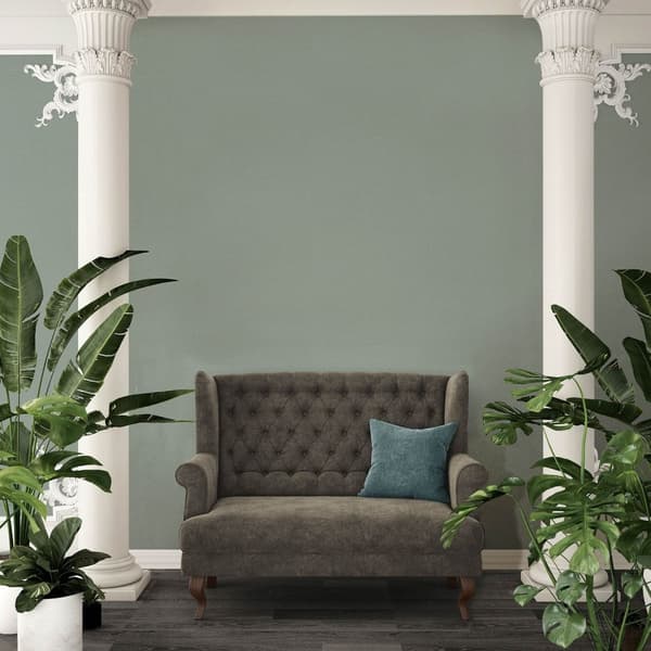 Non woven-tapet tyg utseende Profhome 387446-GU lätt texturerad matt färg grön grå 5,33 m2
