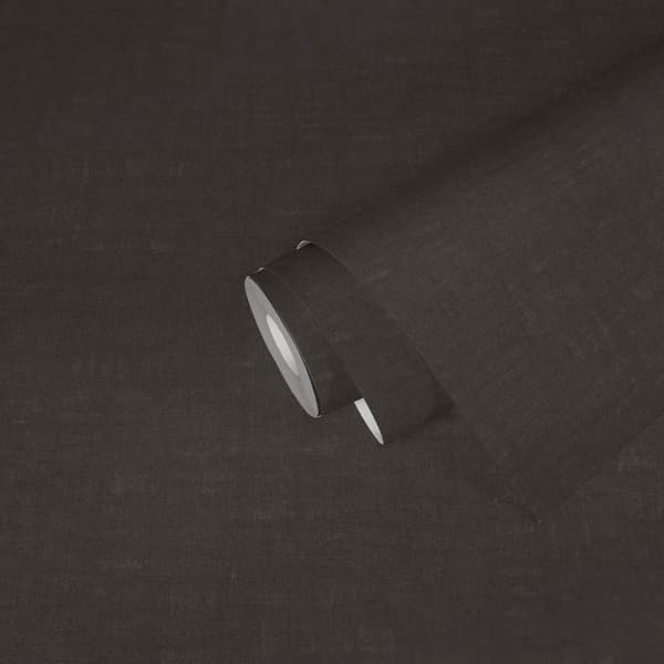 Non woven-tapet tyg utseende Profhome 387453-GU lätt texturerad matt färg svart antracit mörkgrå 5,33 m2