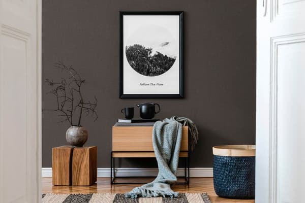 Non woven-tapet tyg utseende Profhome 387453-GU lätt texturerad matt färg svart antracit mörkgrå 5,33 m2