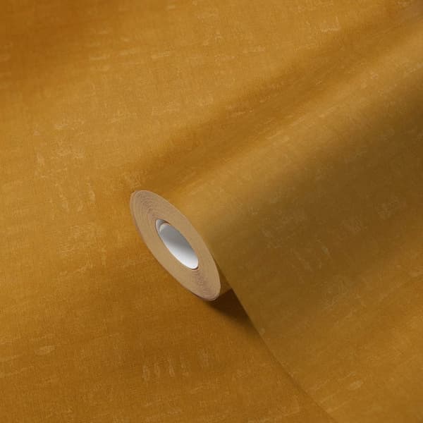 Non woven-tapet tyg utseende Profhome 387455-GU lätt texturerad matt färg gul ockra gul 5,33 m2