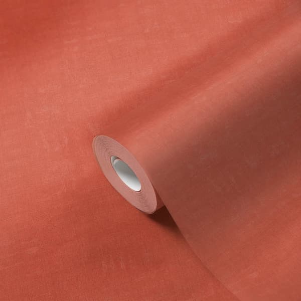 Non woven-tapet tyg utseende Profhome 387458-GU lätt texturerad matt färg orange lax rosa röd orange 5,33 m2
