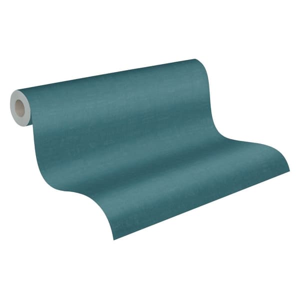 Non woven-tapet tyg utseende Profhome 387459-GU lätt texturerad matt färg turkos teal grön blå 5,33 m2