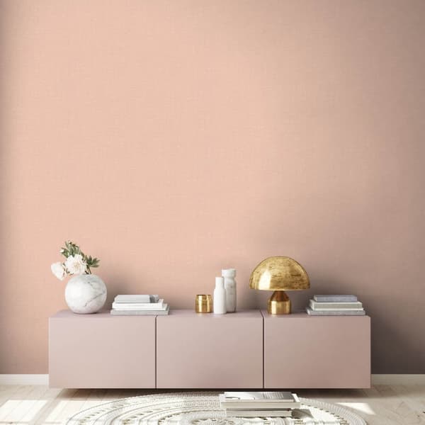 Non woven-tapet tyg utseende Profhome 387461-GU lätt texturerad matt färg rosa dammig rosa 5,33 m2
