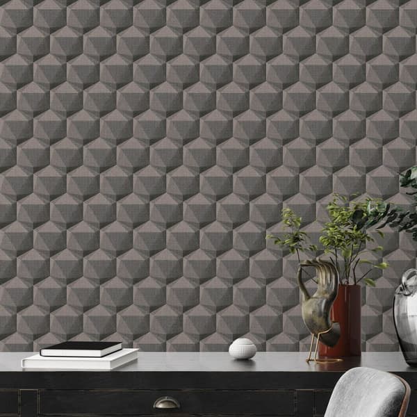 Non woven-tapet retro Profhome 387482-GU lätt texturerad matt färg grå antracit svart 5,33 m2