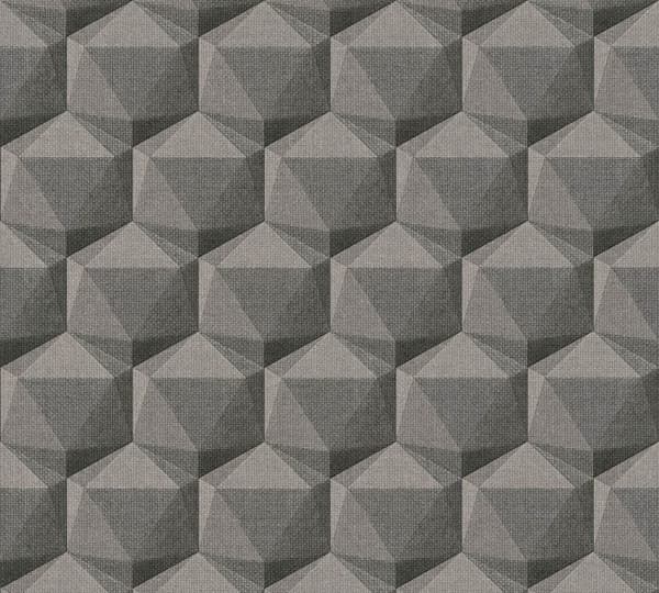 Non woven-tapet retro Profhome 387482-GU lätt texturerad matt färg grå antracit svart 5,33 m2