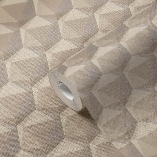 Non woven-tapet retro Profhome 387485-GU lätt texturerad matt färg grädde elfenben beige grå 5,33 m2