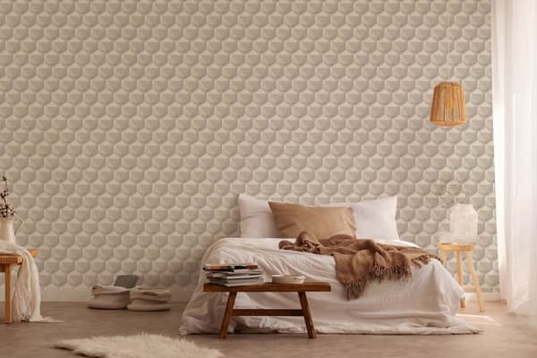 Non woven-tapet retro Profhome 387485-GU lätt texturerad matt färg grädde elfenben beige grå 5,33 m2