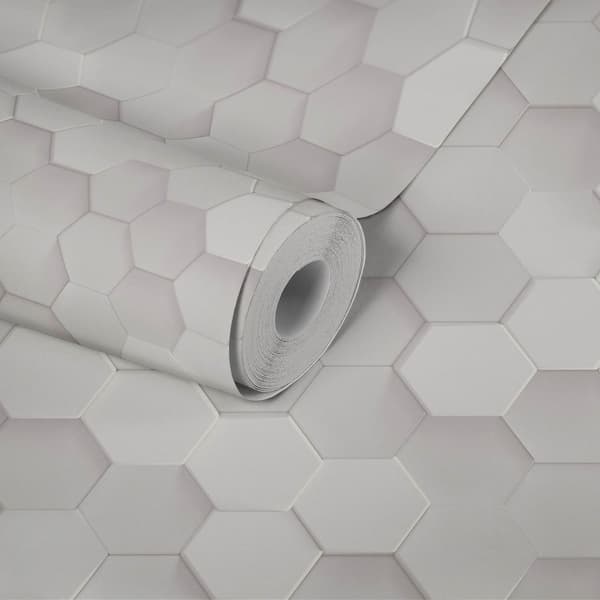 Non woven-tapet kakel mönster Profhome 387231-GU slät matt färg grå vit 5,33 m2