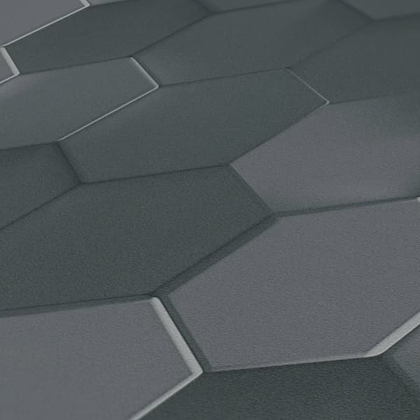 Non woven-tapet kakel mönster Profhome 387233-GU slät matt färg antracit svart grå 5,33 m2