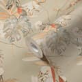 Miniatyrbild 4 av 8: Non woven-tapet exotisk Profhome 387252-GU slät matt färg beige orange brun ljusgrön 5,33 m2