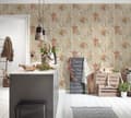 Miniatyrbild 5 av 8: Non woven-tapet exotisk Profhome 387252-GU slät matt färg beige orange brun ljusgrön 5,33 m2