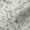 Miniatyrbillede 4 af 8: Ikke-vævet tapet blomster Profhome 387262-GU glat mat farve blå  lysegrå creme 5,33 m2