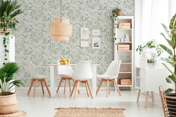 Ikke-vævet tapet blomster Profhome 387262-GU glat mat farve blå  lysegrå creme 5,33 m2