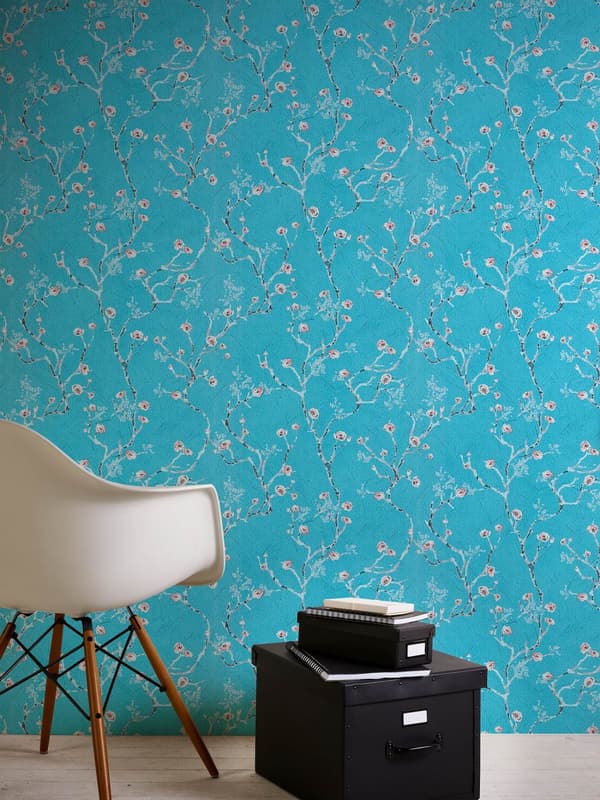 Non woven-tapet Asien Profhome 387393-GU slät matt färg blå rosa vit grå 5,33 m2