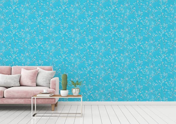 Non woven-tapet Asien Profhome 387393-GU slät matt färg blå rosa vit grå 5,33 m2
