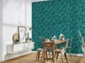 Miniatyrbild 7 av 8: Non woven-tapet Asien Profhome 387394-GU slät matt färg turkos teal vit grå 5,33 m2