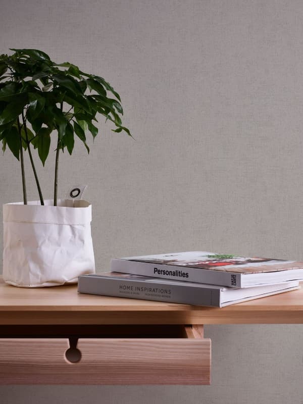 Non woven-tapet stuckatur utseende Profhome 306464-GU lätt texturerad skimrande färg grå platina grå 5,33 m2