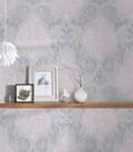 Miniatyrbild 3 av 7: Non woven-tapet ornament Profhome 953726-GU lätt texturerad skimrande mönster matt bakgrund färg grå silver rosa 5,33 m2